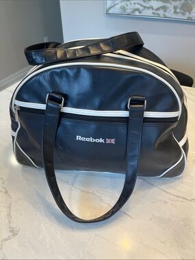 Vintage Reebok Black Retro Duffel with White Trim